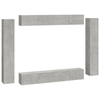 Set Mobili Porta TV 8pz Grigio Cemento in Legno Multistrato 3114297