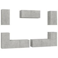 Set di Mobili Porta TV 7 pz Grigio Cemento in Legno Multistrato 3114305