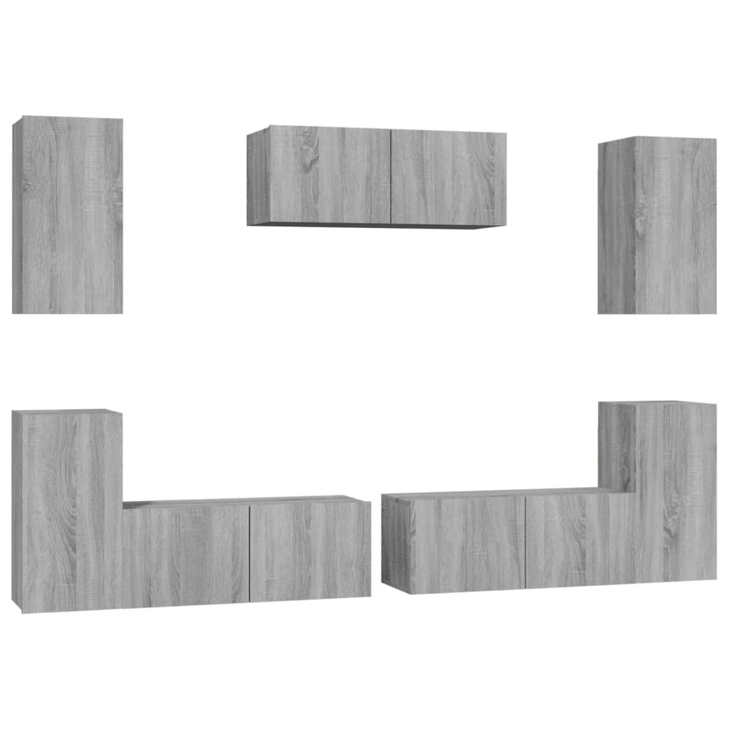 Set di Mobili Porta TV 7 pz Grigio Sonoma in Legno Multistrato cod mxl 20249