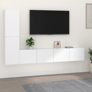 Set di Mobili Porta TV 4 pz Bianco in Legno Multistrato cod mxl 33900