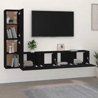 Set Mobili Porta TV 4 pz Nero in Legno Multistrato 3114311