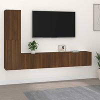 Set Mobili Porta TV 4 pz Rovere Marrone in Legno Multistrato 3114317