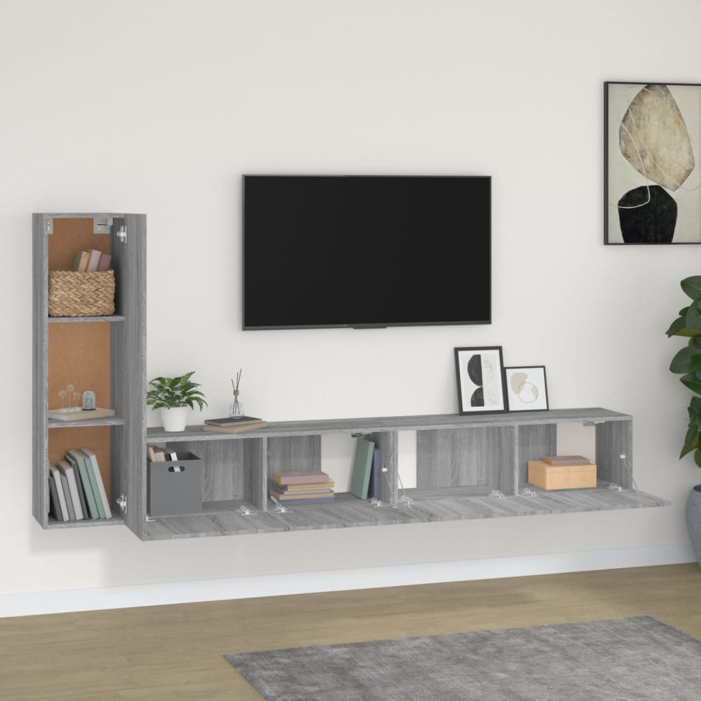 Set Mobili Porta TV 3 pz Grigio Sonoma in Legno Multistratocod mxl 73599