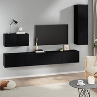 Set Mobili Porta TV 4 pz Nero in Legno Multistrato 3114327