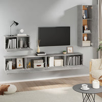 Set di Mobili Porta TV 4 pz Grigio Cemento in Legno Multistrato 3114329