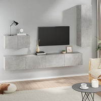 Set di Mobili Porta TV 4 pz Grigio Cemento in Legno Multistrato 3114329