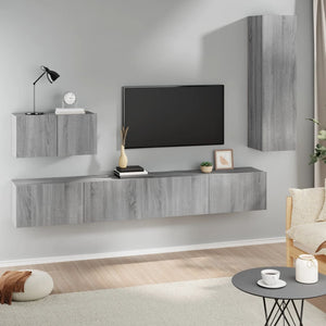 Set di Mobili Porta TV 4 pz Grigio Sonoma in Legno Multistrato 3114332