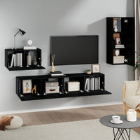 Set Mobili Porta TV 4 pz Nero in Legno Multistrato 3114335