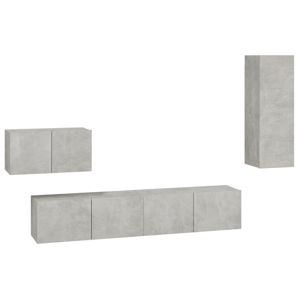 Set di Mobili Porta TV 4 pz Grigio Cemento in Legno Multistrato 3114337