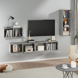 Set di Mobili Porta TV 4 pz Grigio Cemento in Legno Multistrato 3114337