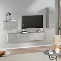 Set di Mobili Porta TV 4 pz Grigio Cemento in Legno Multistrato 3114337