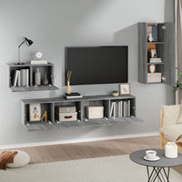 Set di Mobili Porta TV 4 pz Grigio Sonoma in Legno Multistrato cod mxl 20215