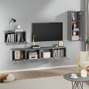 Set di Mobili Porta TV 4 pz Grigio Sonoma in Legno Multistrato cod mxl 20215