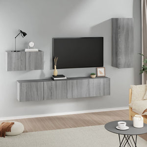 Set di Mobili Porta TV 4 pz Grigio Sonoma in Legno Multistrato 3114340