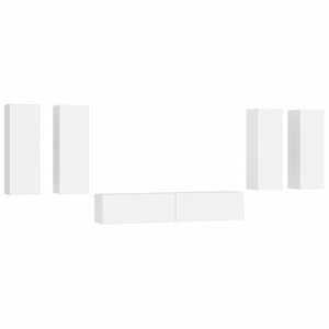 Set di Mobili Porta TV 6 pz Bianco in Legno Multistrato 3114342