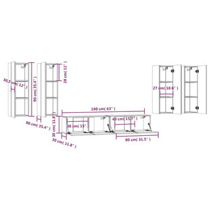 Set di Mobili Porta TV 6 pz Bianco in Legno Multistrato 3114342