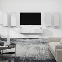 Set di Mobili Porta TV 6 pz Bianco in Legno Multistrato 3114342