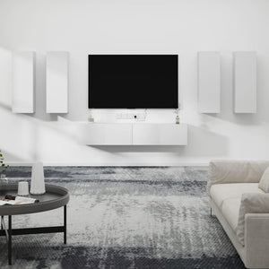 Set di Mobili Porta TV 6 pz Bianco in Legno Multistrato 3114342