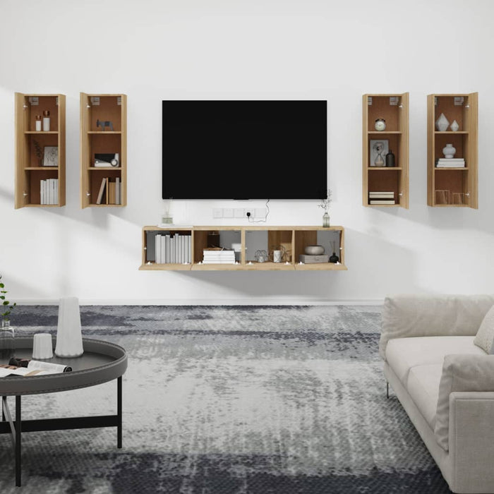 Set di Mobili Porta TV 6 pz Rovere Sonoma in Legno Multistrato cod mxl 20098