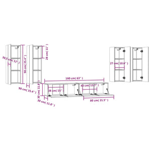 Set di Mobili Porta TV 6 pz Grigio Cemento in Legno Multistrato cod mxl 52485