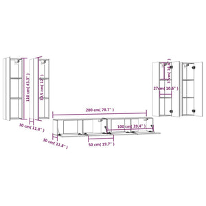 Set di Mobili Porta TV 6 pz Bianco in Legno Multistrato cod mxl 58462