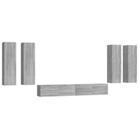 Set di Mobili Porta TV 6 pz Grigio Sonoma in Legno Multistrato 3114356