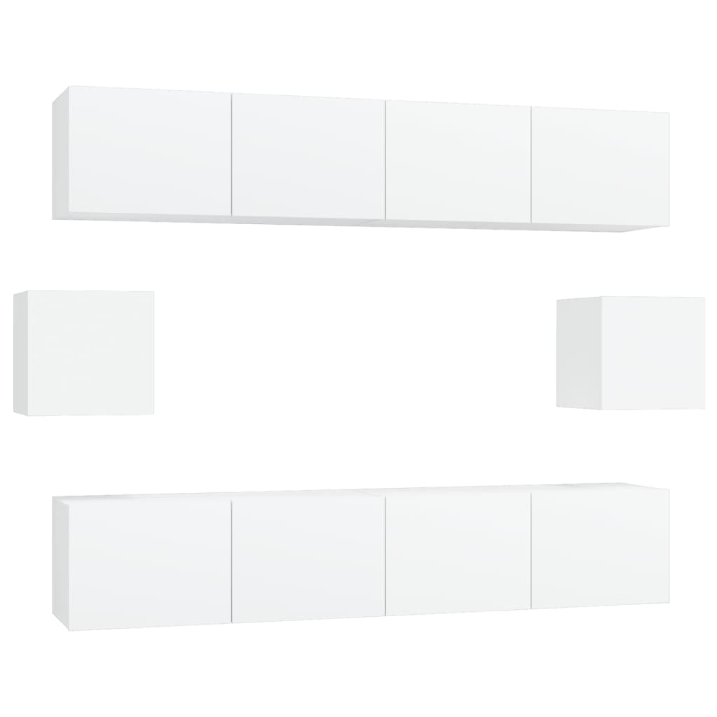 Set di Mobili Porta TV 6 pz Bianco in Legno Multistrato cod mxl 14766