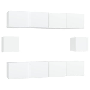 Set di Mobili Porta TV 6 pz Bianco in Legno Multistrato cod mxl 14766