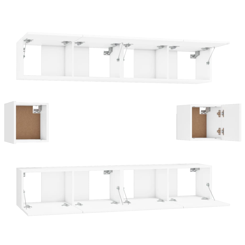 Set di Mobili Porta TV 6 pz Bianco in Legno Multistrato cod mxl 14766