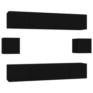 Set Mobili Porta TV 6 pz Nero in Legno Multistrato 3114359