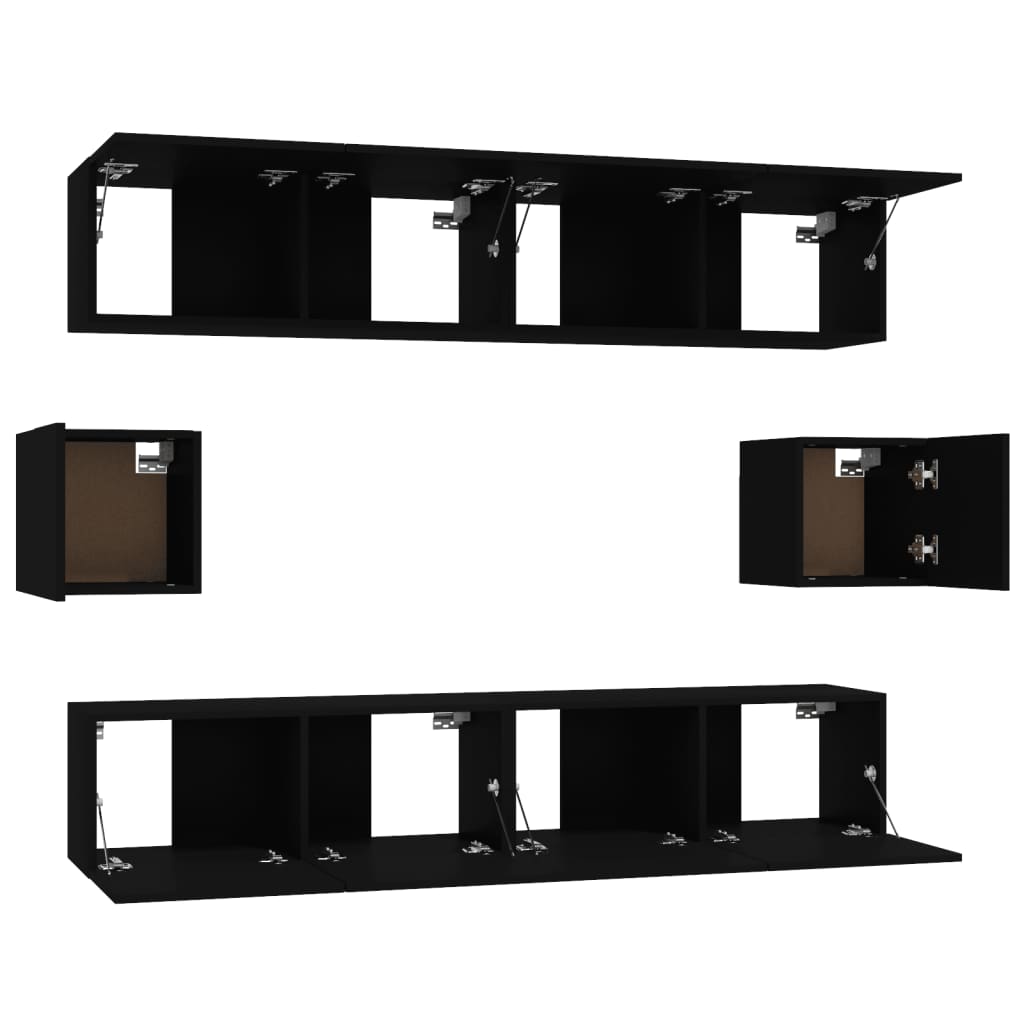 Set Mobili Porta TV 6 pz Nero in Legno Multistrato 3114359