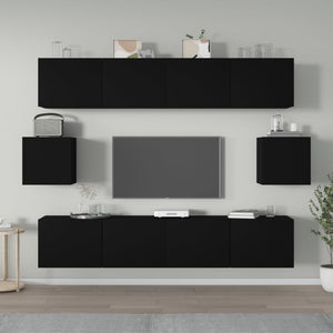 Set Mobili Porta TV 6 pz Nero in Legno Multistrato 3114359