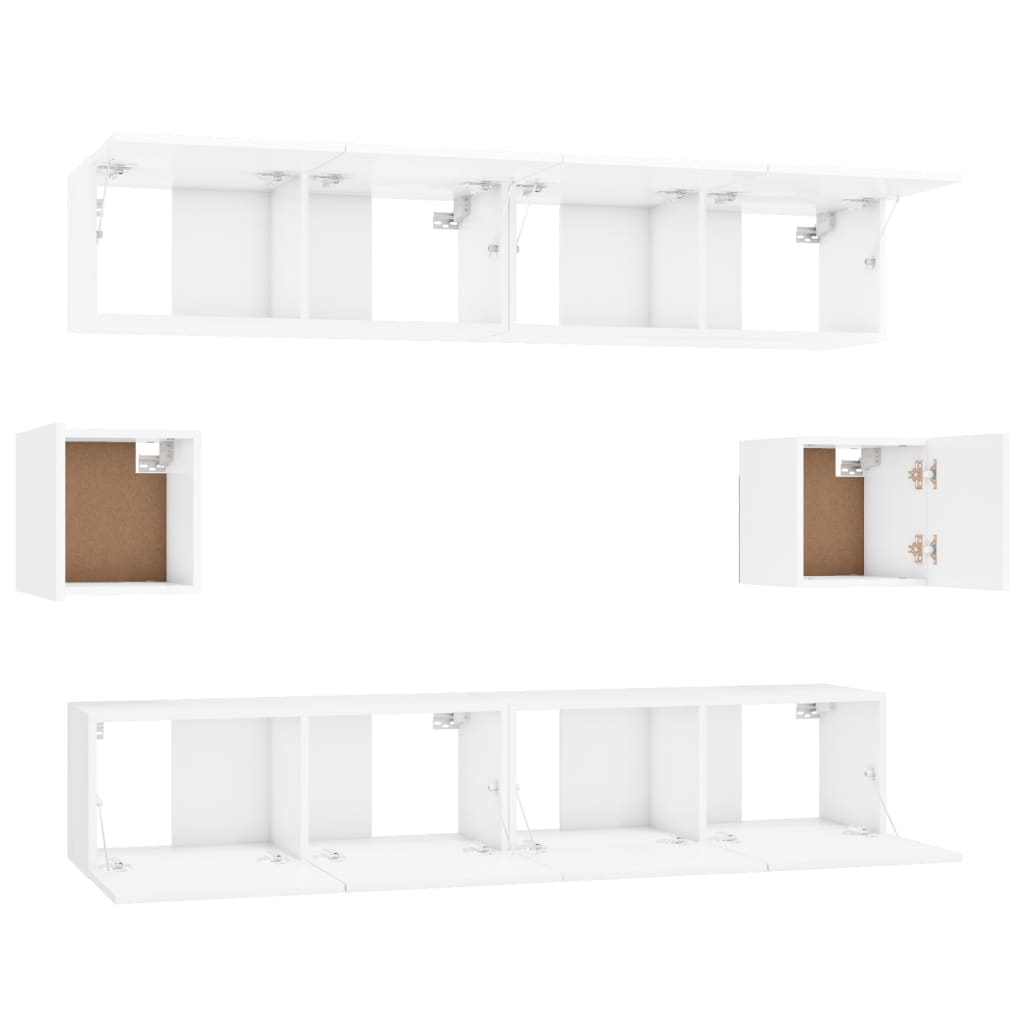 Set di Mobili Porta TV 6 pz Bianco Lucido in Legno Multistrato 3114362