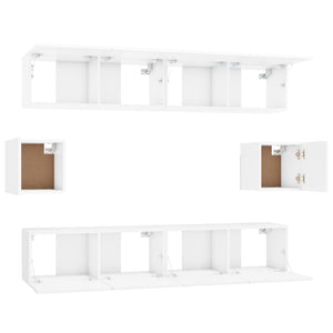 Set di Mobili Porta TV 6 pz Bianco Lucido in Legno Multistrato 3114362