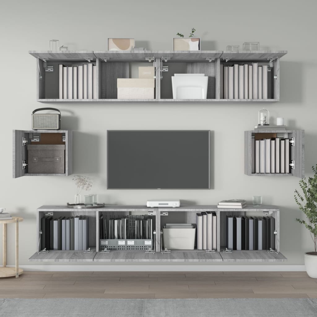 Set di Mobili Porta TV 6 pz Grigio Sonoma in Legno Multistrato 3114364