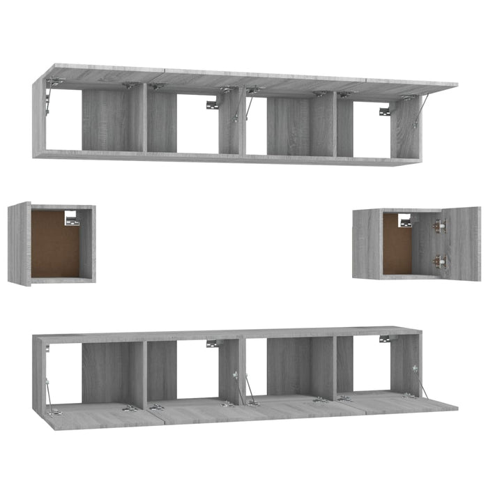 Set di Mobili Porta TV 6 pz Grigio Sonoma in Legno Multistrato 3114364