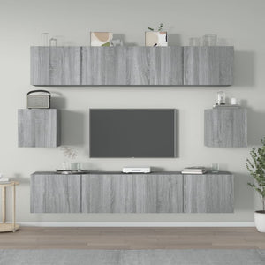 Set di Mobili Porta TV 6 pz Grigio Sonoma in Legno Multistrato 3114364