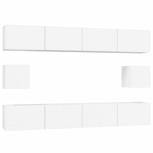 Set di Mobili Porta TV 6 pz Bianco in Legno Multistrato cod mxl 63199