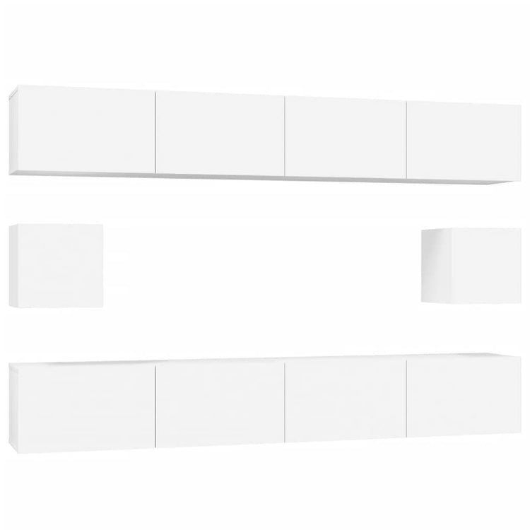 Set di Mobili Porta TV 6 pz Bianco in Legno Multistrato cod mxl 63199