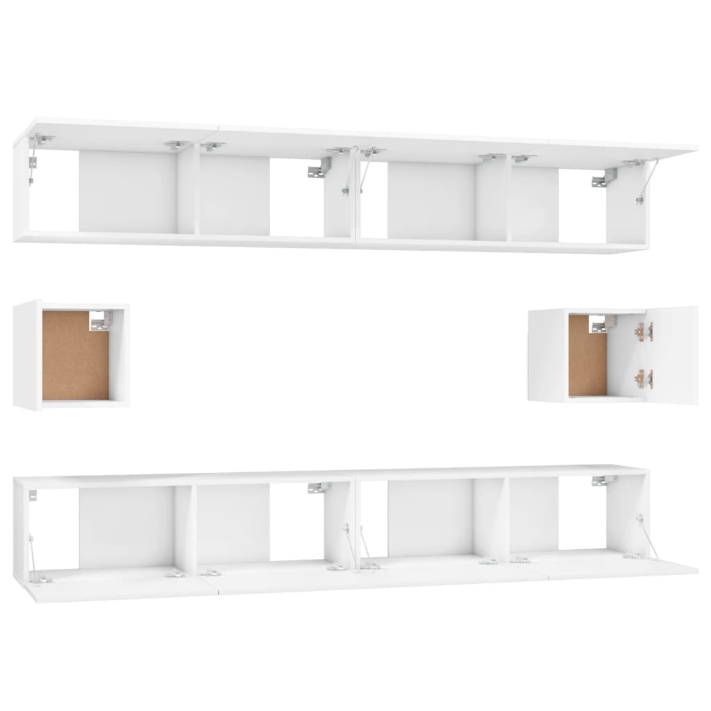 Set di Mobili Porta TV 6 pz Bianco in Legno Multistrato cod mxl 63199