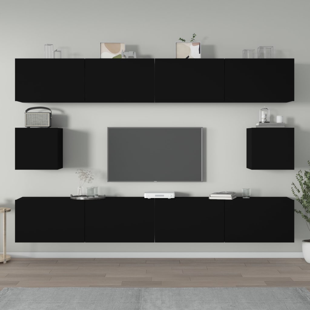 Set Mobili Porta TV 6 pz Nero in Legno Multistratocod mxl 97599