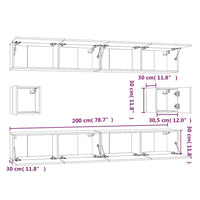 Set di Mobili Porta TV 6 pz Grigio Cemento in Legno Multistrato cod mxl 69335