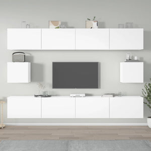 Set di Mobili Porta TV 6 pz Bianco Lucido in Legno Multistrato 3114370