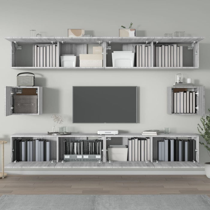 Set di Mobili Porta TV 6 pz Grigio Sonoma in Legno Multistrato cod mxl 20685