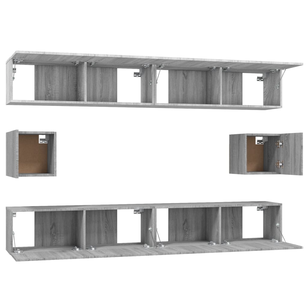 Set di Mobili Porta TV 6 pz Grigio Sonoma in Legno Multistrato cod mxl 20685