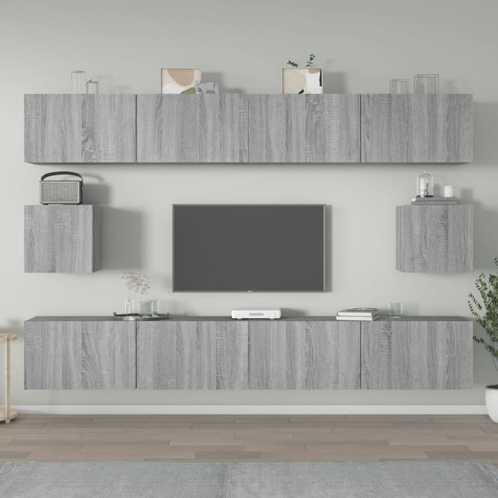 Set di Mobili Porta TV 6 pz Grigio Sonoma in Legno Multistrato cod mxl 20685