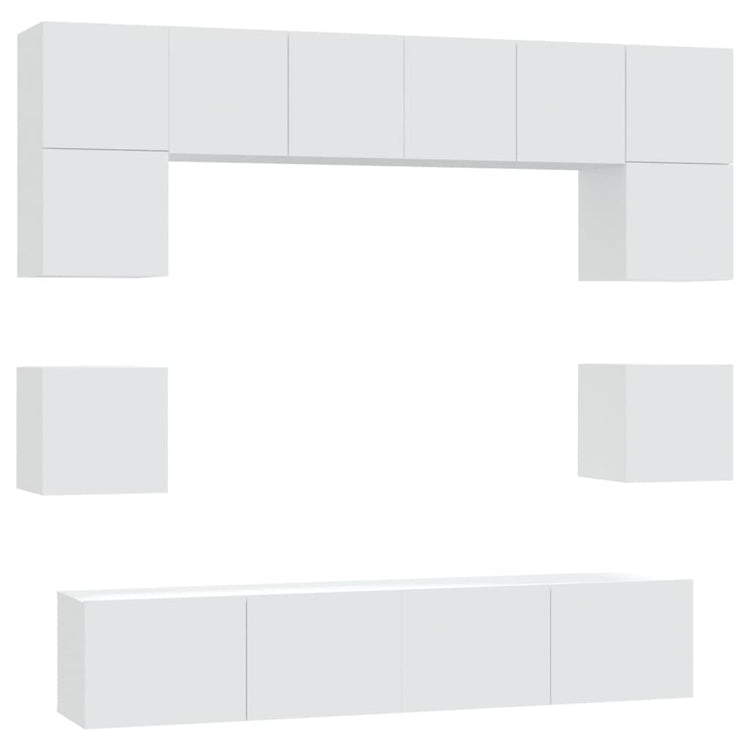 Set Mobili Porta TV 8pz Bianco in Legno Multistrato cod mxl 14699