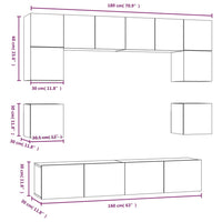 Set Mobili Porta TV 8pz Bianco in Legno Multistrato 3114406