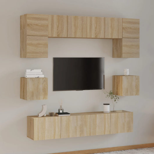 Set Mobili Porta TV 8pz Rovere Sonoma in Legno Multistrato cod mxl 20101