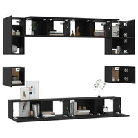 Set Mobili Porta TV 8pz Nero in Legno Multistrato cod 9145